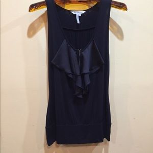 BCBG Super Soft T Shirt with Satin Ruffle & Zipper